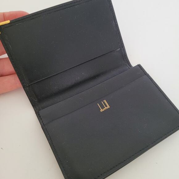 Dunhill Designer Card Wallet Black Bifold Leather Folding Small Logo Vintage - Picture 4 of 11